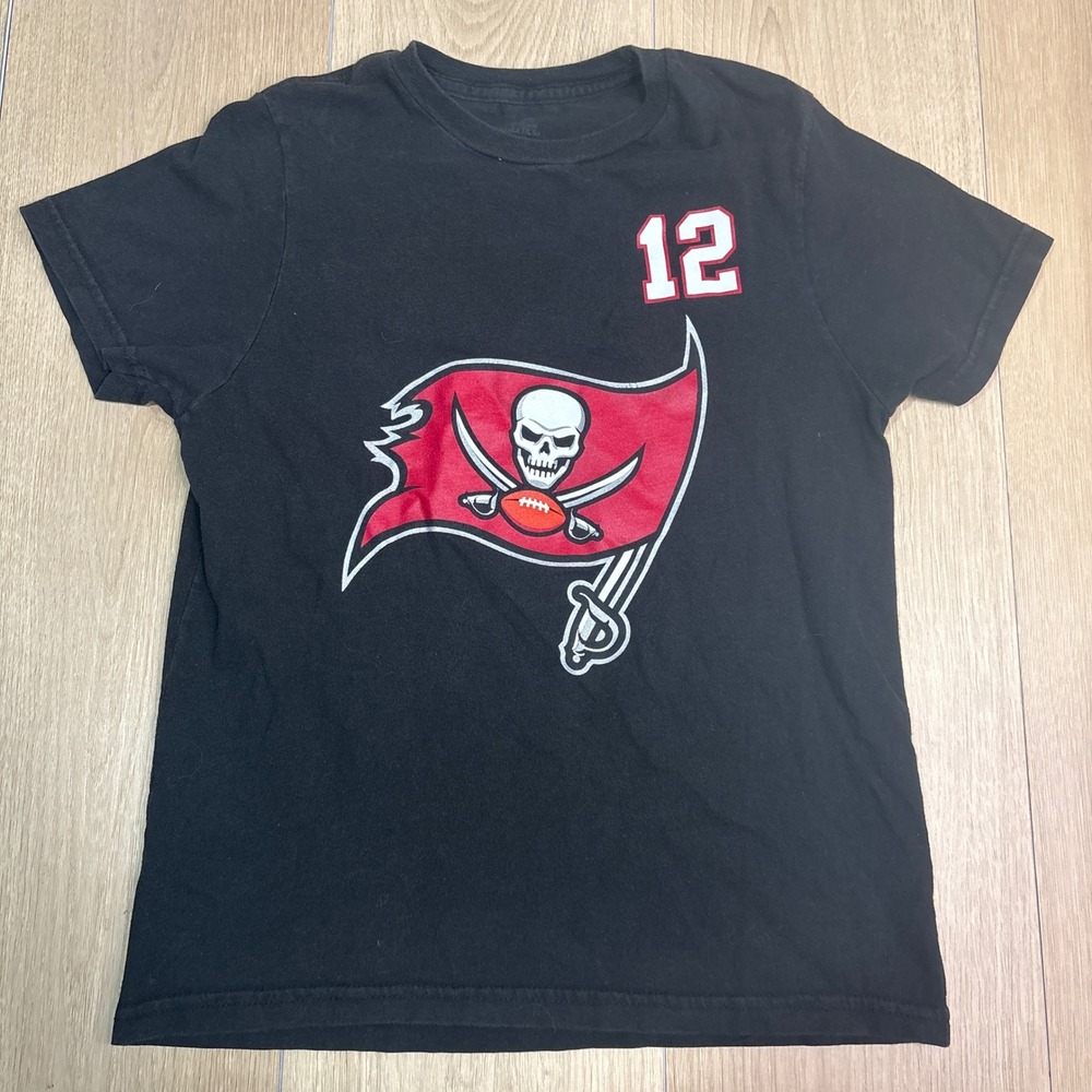 Tom Brady Tampa Bay Buccaneers Black T-Shirt Jersey Youth Kids Small 8 #12